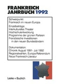 Cover: Frankreich-Jahrbuch 1992 - VS Verlag f&uuml;r Sozialwissenschaften