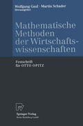 Cover: Mathematische Methoden der Wirtschaftswissenschaften - Physica