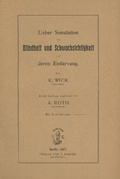 Cover: UEber Simulation von Blindheit und Schwachsichtigkeit und ueber deren Entlarvung - S Karger AG