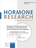 Cover: Methods to Determine Insulin Sensitivity in Clinical Practice. Growth Hormone and Cognition - Karger, S