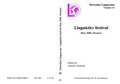Cover: Linguistics festival - Universit&auml;tsverlag Brockmeyer