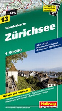 Abbildung von: Zürichsee Wanderkarte Nr. 13, 1:50 000 - Hallwag