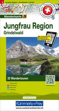 Abbildung von: Jungfrau Region, Grindelwald Touren-Wanderkarte Nr. 4 - Hallwag