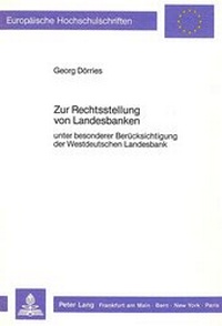 Abbildung von: Zur Rechtsstellung von Landesbanken - Peter Lang Verlag