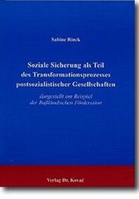 Abbildung von: Soziale Sicherung als Teil des Transformationsprozesses postsozialistischer Gesellschaften - Kovac, Dr. Verlag