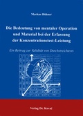 Bild: Die Bedeutung von mentaler Operation und Material bei der Erfassung der Konzentrationstest-Leistung - Kovac, Dr. Verlag