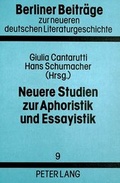 Cover: Neuere Studien zur Aphoristik und Essayistik - Peter Lang Verlag