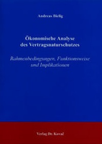 Abbildung von: Ökonomische Analyse des Vertragsnaturschutzes - Kovac, Dr. Verlag