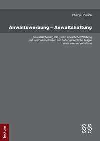 Abbildung von: Anwaltswerbung - Anwaltshaftung - Tectum Wissenschaftsverlag
