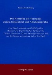 Abbildung von: Die Kontrolle des Vorstands durch Aufsichtsrat und Abschlussprüfer - Kovac, Dr. Verlag