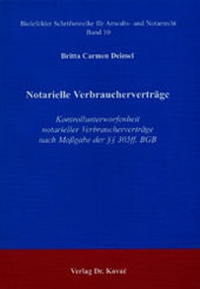Abbildung von: Notarielle Verbraucherverträge - Kovac, Dr. Verlag