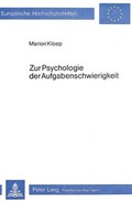 Cover: Zur Psychologie der Aufgabenschwierigkeit - Peter Lang Verlag