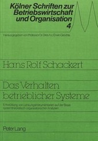 Abbildung von: Das Verhalten betrieblicher Systeme - Peter Lang Verlag