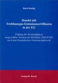 Bild: Handel mit Treibhausgas-Emissionszertifikaten in der EG - Kovac, Dr. Verlag