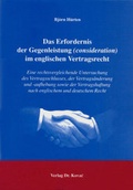 Bild: Das Erfordernis der Gegenleistung (consideration) im englischen Vertragsrecht - Kovac, Dr. Verlag