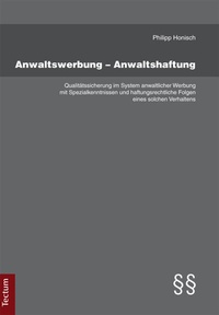 Abbildung von: Anwaltswerbung - Anwaltshaftung - Tectum Wissenschaftsverlag