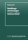 Cover: Handlungsanweisungen - Deutscher Universit&auml;tsverlag