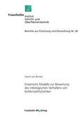 Cover: Empirische Modelle zur Bewertung des tribologischen Verhaltens von Kohlenstoffschichten. - Fraunhofer IRB Verlag