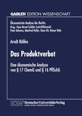 Cover: Das Produktverbot - Deutscher Universit&auml;tsverlag