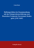 Abbildung von: Haftungsrisiken im Zusammenhang mit der Entsprechenserklärung zum Deutschen Corporate Governance Kodex gem. § 161 AktG - Kovac, Dr. Verlag