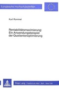 Cover: Rentabilit&auml;tsmaximierung - Peter Lang Verlag