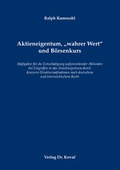 Abbildung von: Aktieneigentum, "wahrer Wert" und Börsenkurs - Kovac, Dr. Verlag