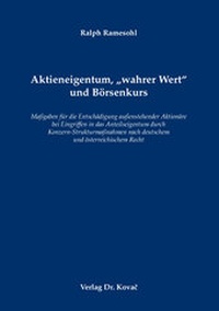 Abbildung von: Aktieneigentum, "wahrer Wert" und Börsenkurs - Kovac, Dr. Verlag