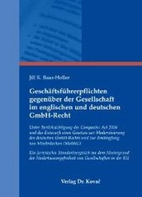 Abbildung von: Geschäftsführerpflichten gegenüber der Gesellschaft im englischen und deutschen GmbH-Recht - Kovac, Dr. Verlag