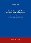 Cover: Der Gottesbezug in der Pr&auml;ambel des Grundgesetzes - Kovac, Dr. Verlag