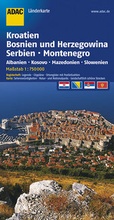 Cover: ADAC L&auml;nderKarte Kroatien, Bosnien u. Herzegowina, Serbien, Montenegro 1:750 000 - ADAC Reisef&uuml;hrer