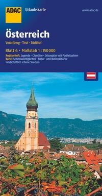 Abbildung von: ADAC Urlaubskarte Österreich 06 Vorarlberg, Tirol, Südtirol 1:150.000 - ADAC Kartografie ein Imprint von MAIRDUMONT