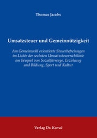 Abbildung von: Umsatzsteuer und Gemeinnützigkeit - Kovac, Dr. Verlag