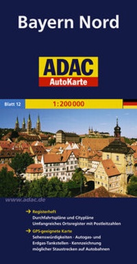 Abbildung von: ADAC AutoKarte Deutschland Blatt 12 Bayern Nord 1:200 000 - ADAC Reiseführer