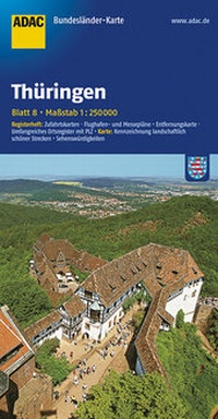 Abbildung von: ADAC BundesländerKarte Deutschland Blatt 8 Thüringen 1:250 000 - ADAC Reiseführer