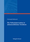 Abbildung von: Die Nebenintervention in aktienrechtlichen Verfahren - Kovac, Dr. Verlag