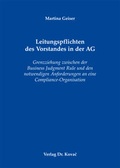 Abbildung von: Leitungspflichten des Vorstandes in der AG - Kovac, Dr. Verlag