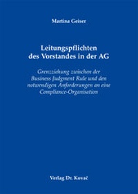Abbildung von: Leitungspflichten des Vorstandes in der AG - Kovac, Dr. Verlag