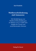 Cover: Wettbewerbsf&ouml;rderung statt Immanenz - Kovac, Dr. Verlag