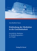 Bild: Einbindung der Mediation in die Gerichtsbarkeit - Kovac, Dr. Verlag