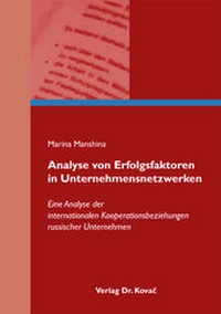 Abbildung von: Analyse von Erfolgsfaktoren in Unternehmensnetzwerken - Kovac, Dr. Verlag