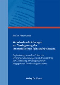 Abbildung von: Verkehrsbeschränkungen zur Verringerung der innerstädtischen Feinstaubbelastung - Kovac, Dr. Verlag