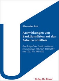 Abbildung von: Auswirkungen von Sanktionslisten auf das Arbeitsverhältnis - Kovac, Dr. Verlag