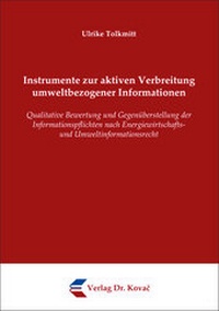 Abbildung von: Instrumente zur aktiven Verbreitung umweltbezogener Informationen - Kovac, Dr. Verlag