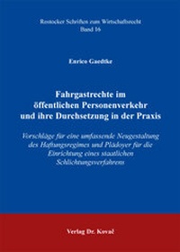 Abbildung von: Fahrgastrechte im öffentlichen Personenverkehr und ihre Durchsetzung in der Praxis - Kovac, Dr. Verlag