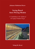 Cover: Saving Based Asset Pricing Models - Kovac, Dr. Verlag