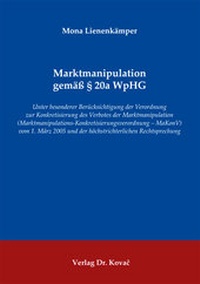 Abbildung von: Marktmanipulation gemäß § 20a WpHG - Kovac, Dr. Verlag