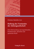 Abbildung von: Haftung des Vorstandes der Aktiengesellschaft - Kovac, Dr. Verlag