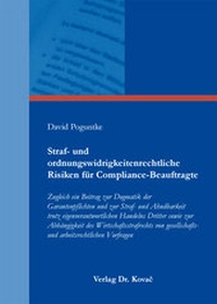 Abbildung von: Straf- und ordnungswidrigkeitenrechtliche Risiken für Compliance-Beauftragte - Kovac, Dr. Verlag