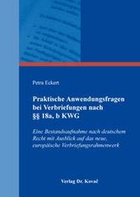 Abbildung von: Praktische Anwendungsfragen bei Verbriefungen nach §§ 18a, b KWG - Kovac, Dr. Verlag