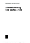 Cover: Alterssicherung und Besteuerung - Springer Gabler